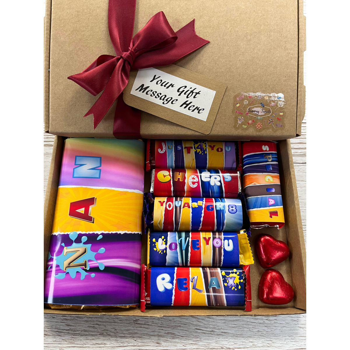 Mother’s Day Novelty Chocolate Gift Box with Fun Wrapper Bars by Simway Sweets