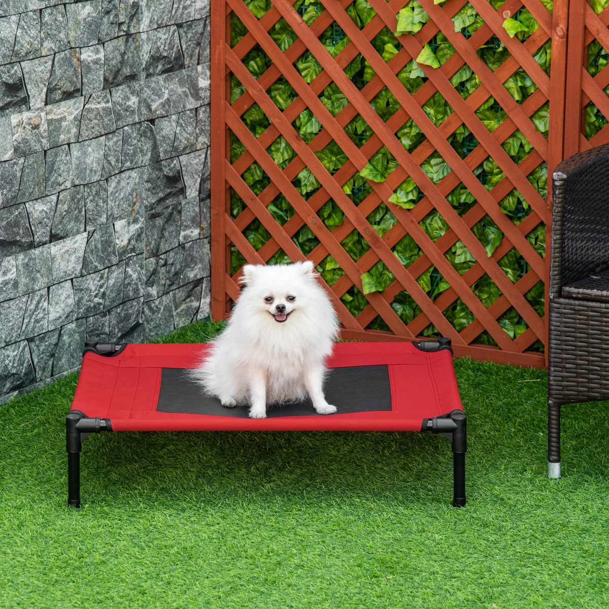 Elevated Pet Bed for Dogs and Cats, Portable Folding Cot, Powder Coated Metal Frame, Texteline Fabric, Indoor and Outdoor Use
