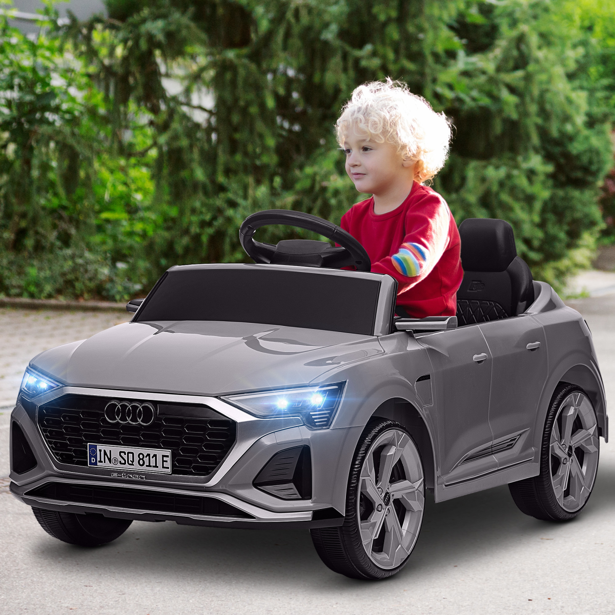 AIYAPLAY Audi Q8 e-tron Sportback Kids Electric Car, Grey, Remote