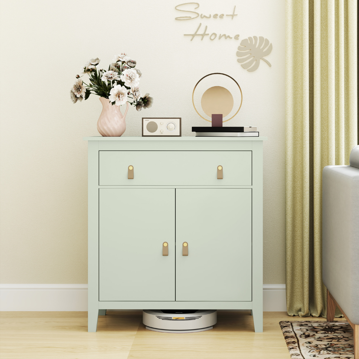 HOMCOM Sideboard Cabinet with Drawer, Adjustable Shelf, Light Green