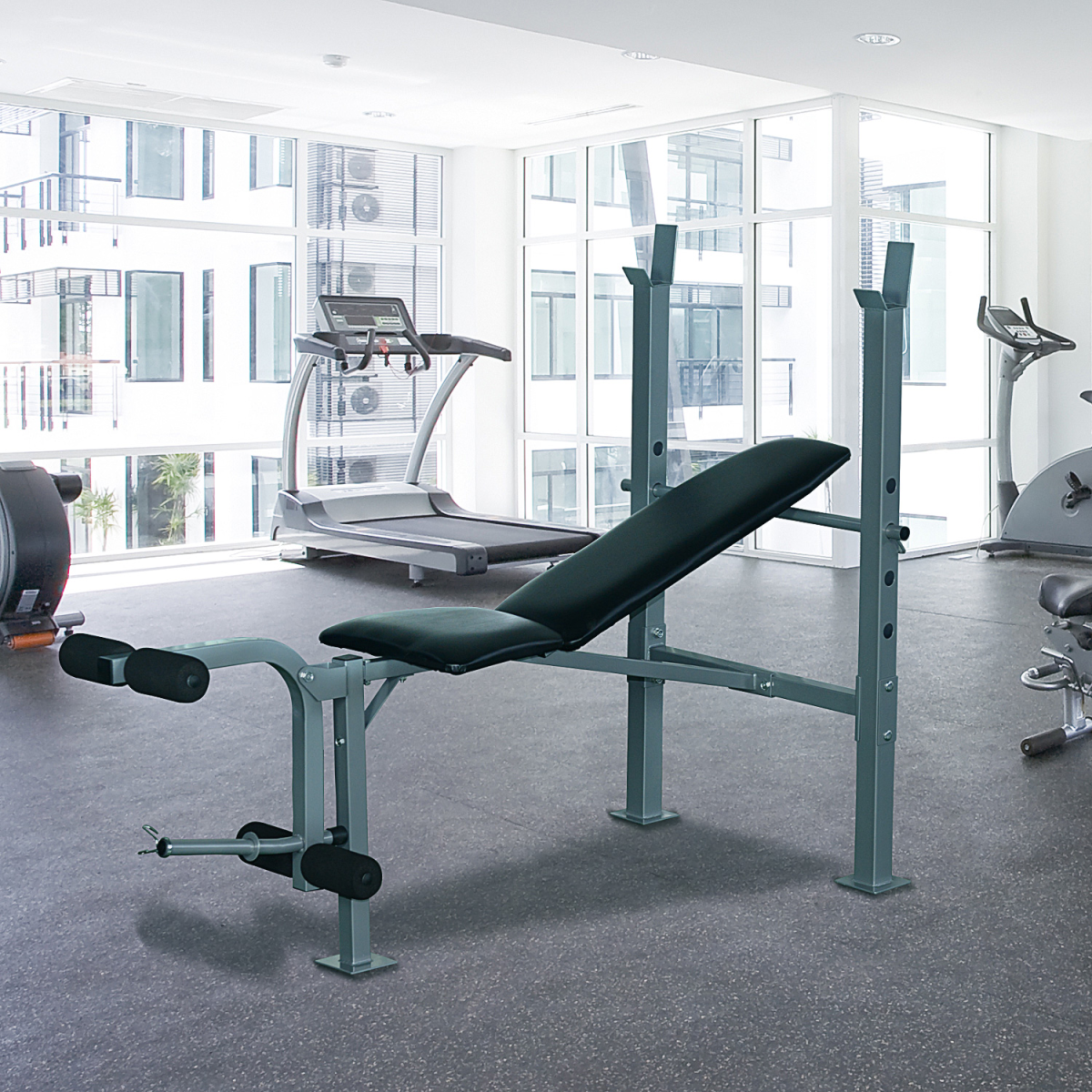 Adjustable Multi Gym Weight Bench with Adjustable Barbell Rack for Chest, Leg and Abs Training
