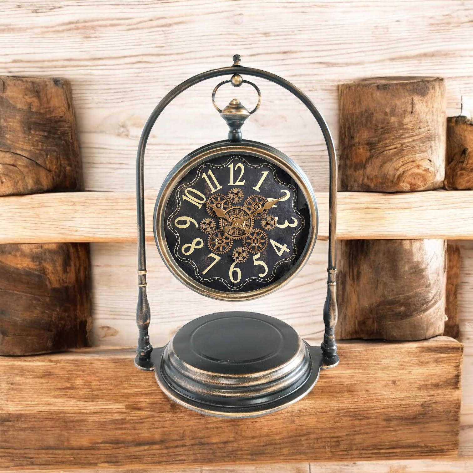 MSL 67cm Hand Finished Gear Clock for 1 AA Battery