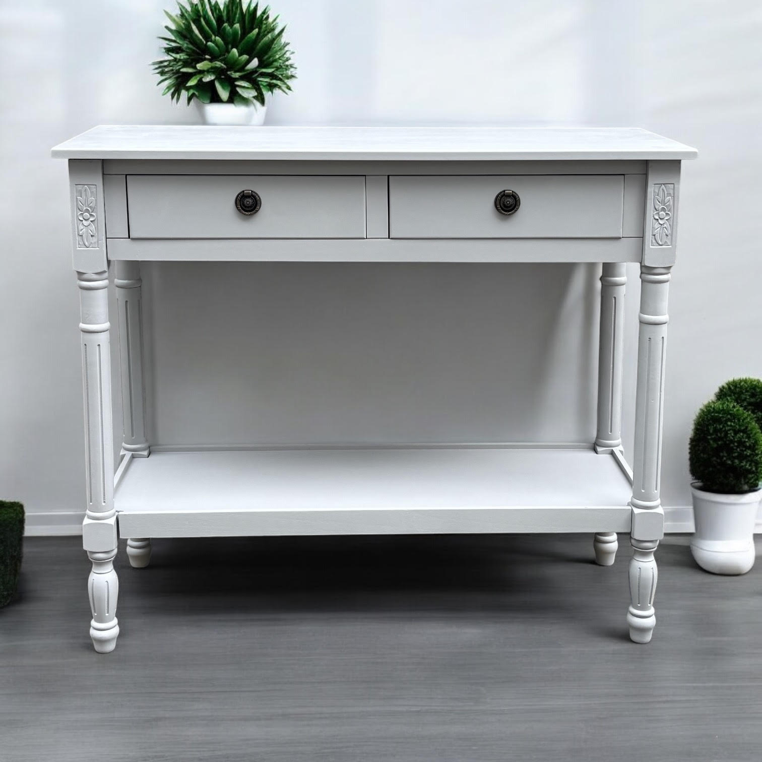 MSL 90cm Hand Finished 2 Drawer Side Table / Bedside Table