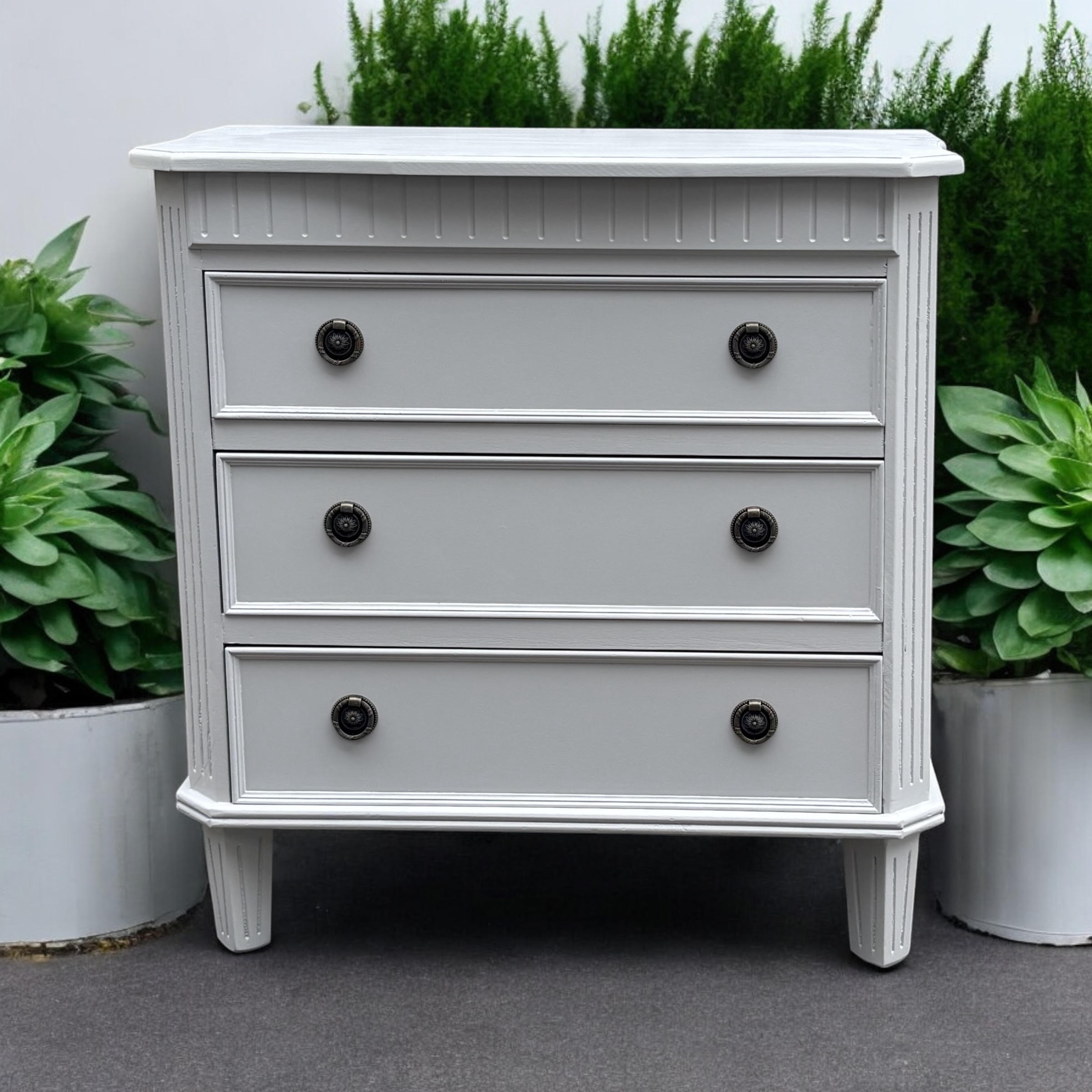 MSL 68cm 3 Drawer Wooden Chest of Drawers with Hand Finished Wooden Top
