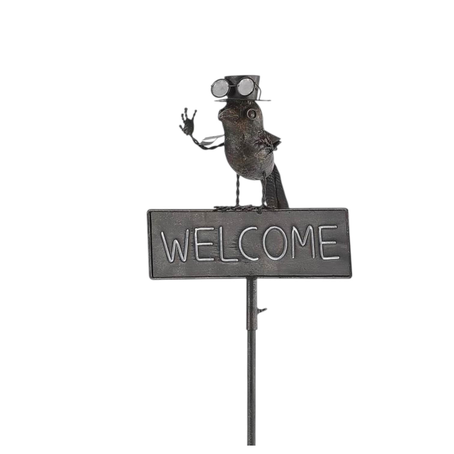 53-Inch Metal Bird Welcome Garden Stake for Gardens, Potted Plants, Flower Beds and Lawns