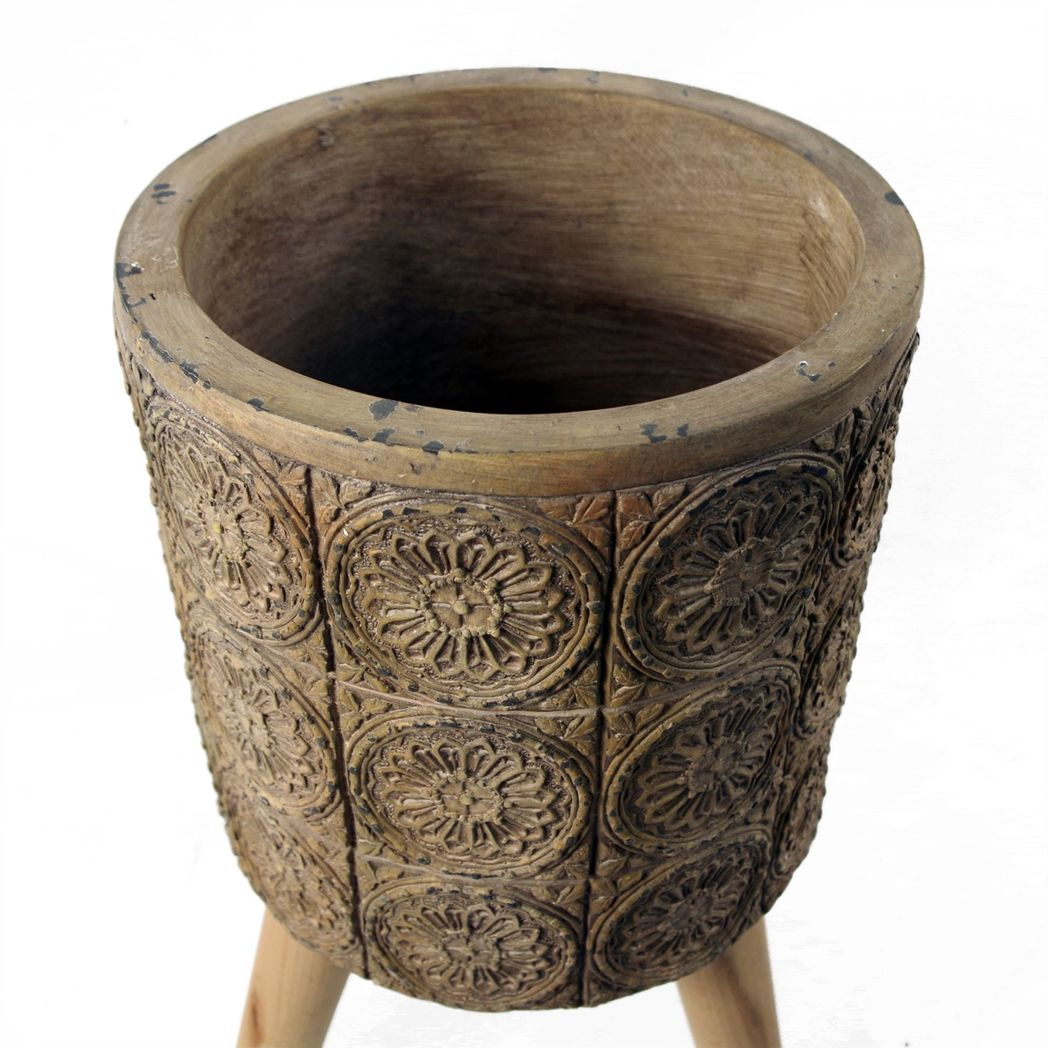 Leaf Zandi Flowers 40cm x 21.5cm Fibreglass Composite Rustic Large Planter
