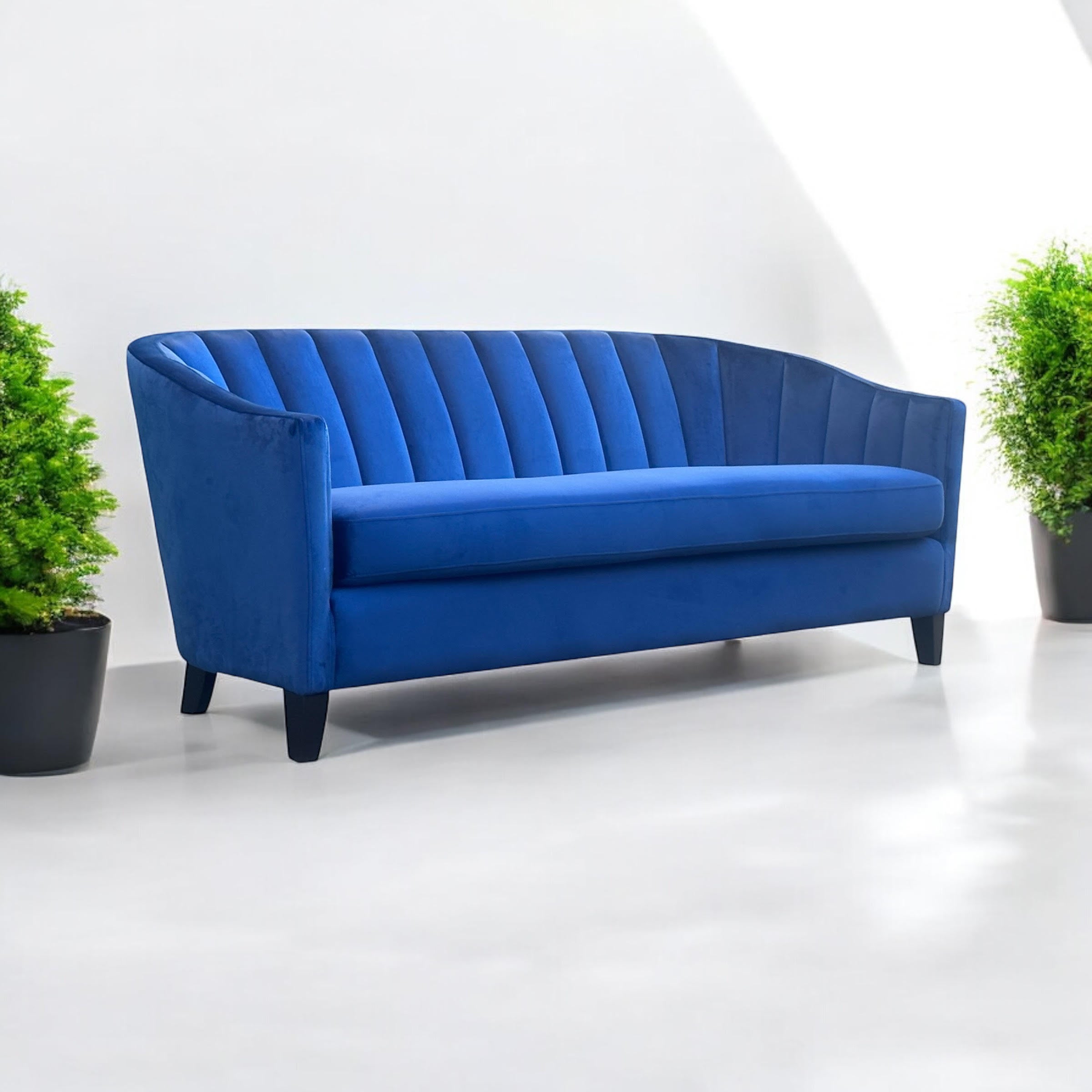 MSL 189cm 3 Seater Blue Velvet Sofa