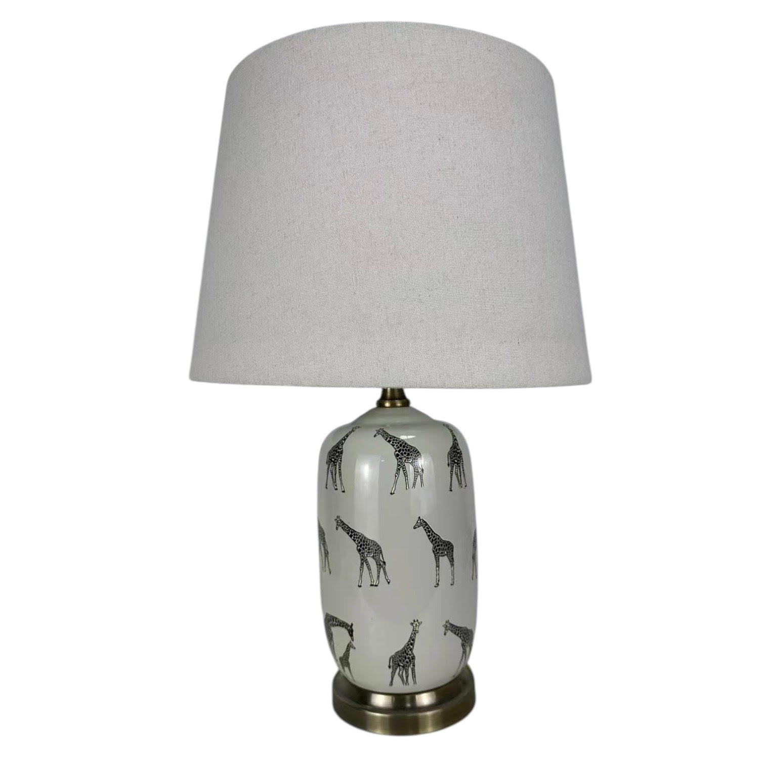MSL 41cm Ceramic Table Lamp Base and Shade with Inline Rocker Switch, Double Insulated