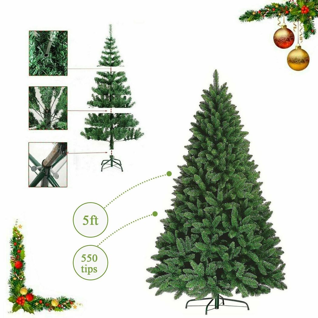 5ft Green Artificial Colorado Christmas Tree with Metal Stand