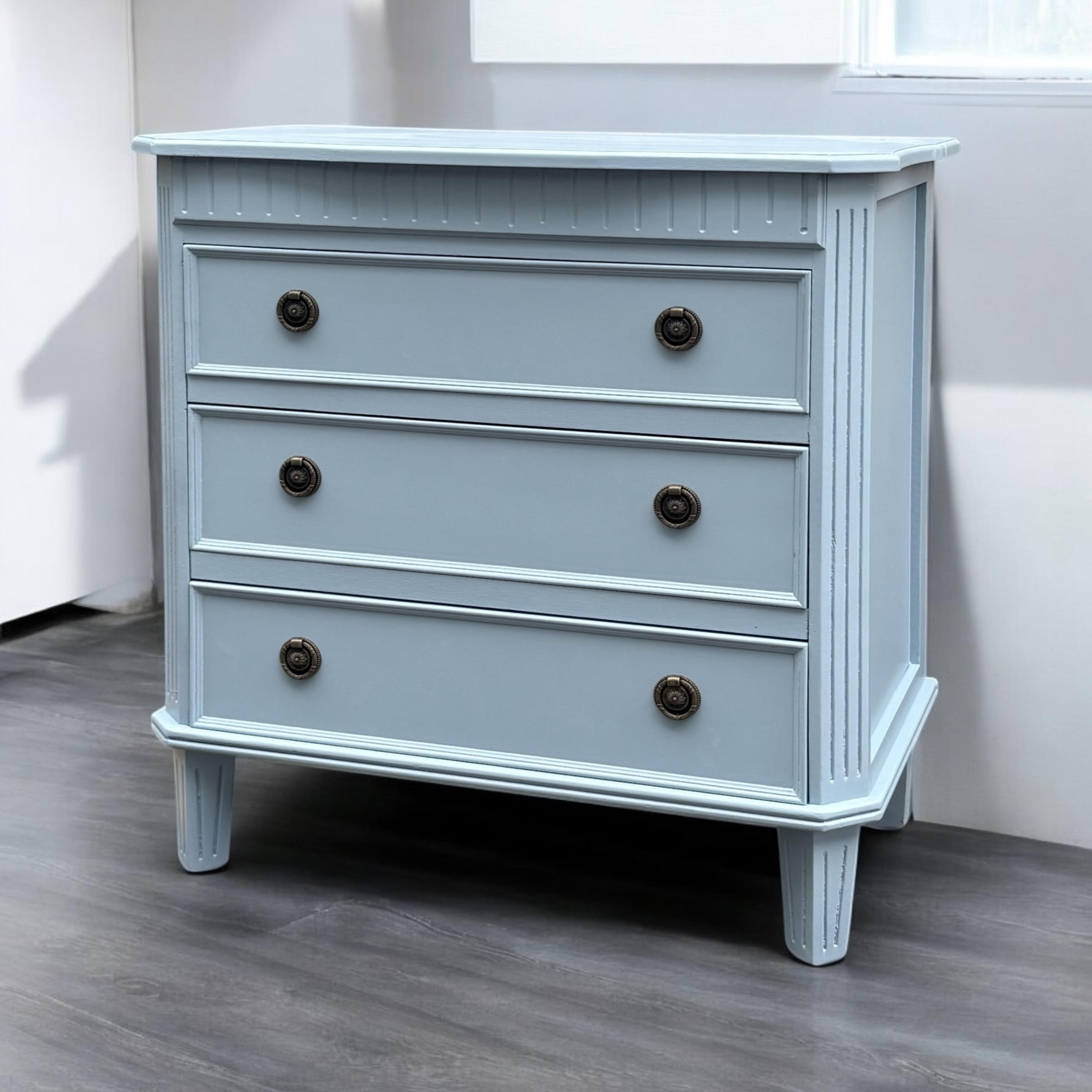 MSL 68cm 3 Drawer Wooden Chest of Drawers with Hand Finished Wooden Top