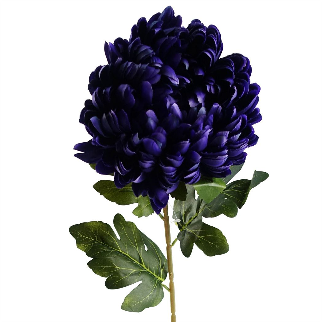 Leaf Pack of 6 Purple Extra Large Reflex Chrysanthemum Silk Flowers 75cm