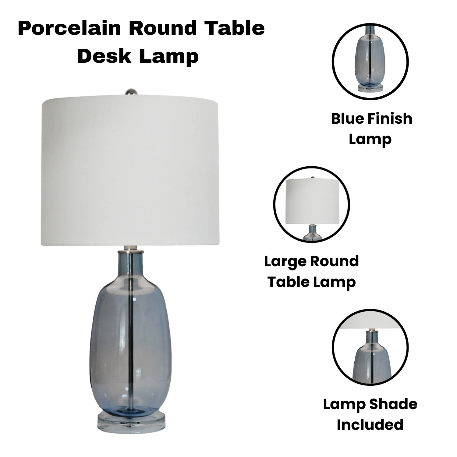 MSL 62cm Ceramic Table Lamp with Shade, Inline Rocker Switch, Double Insulated, Traditional Design