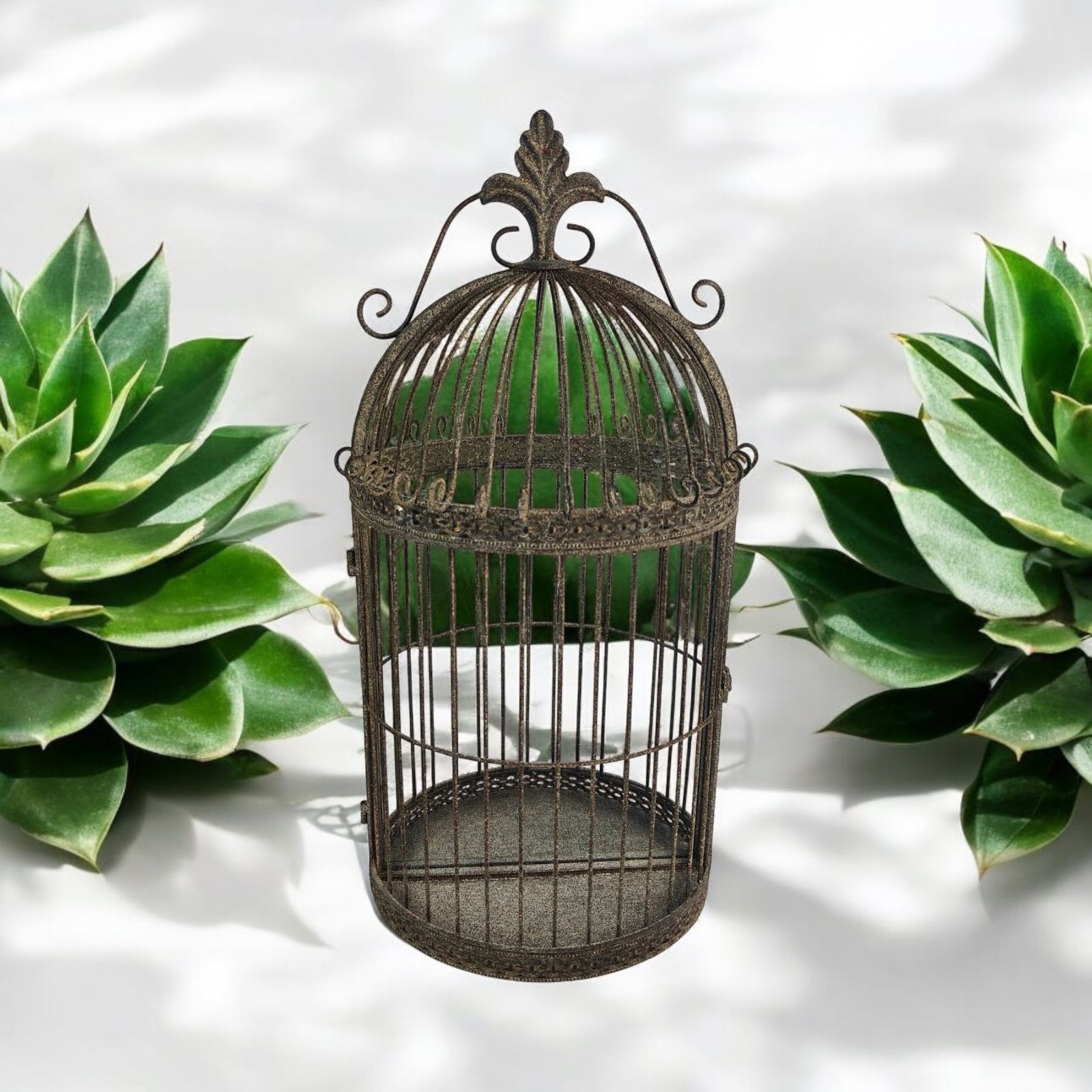MSL 63cm Metal Cage Wall Mirror Decorative Garden Accessory
