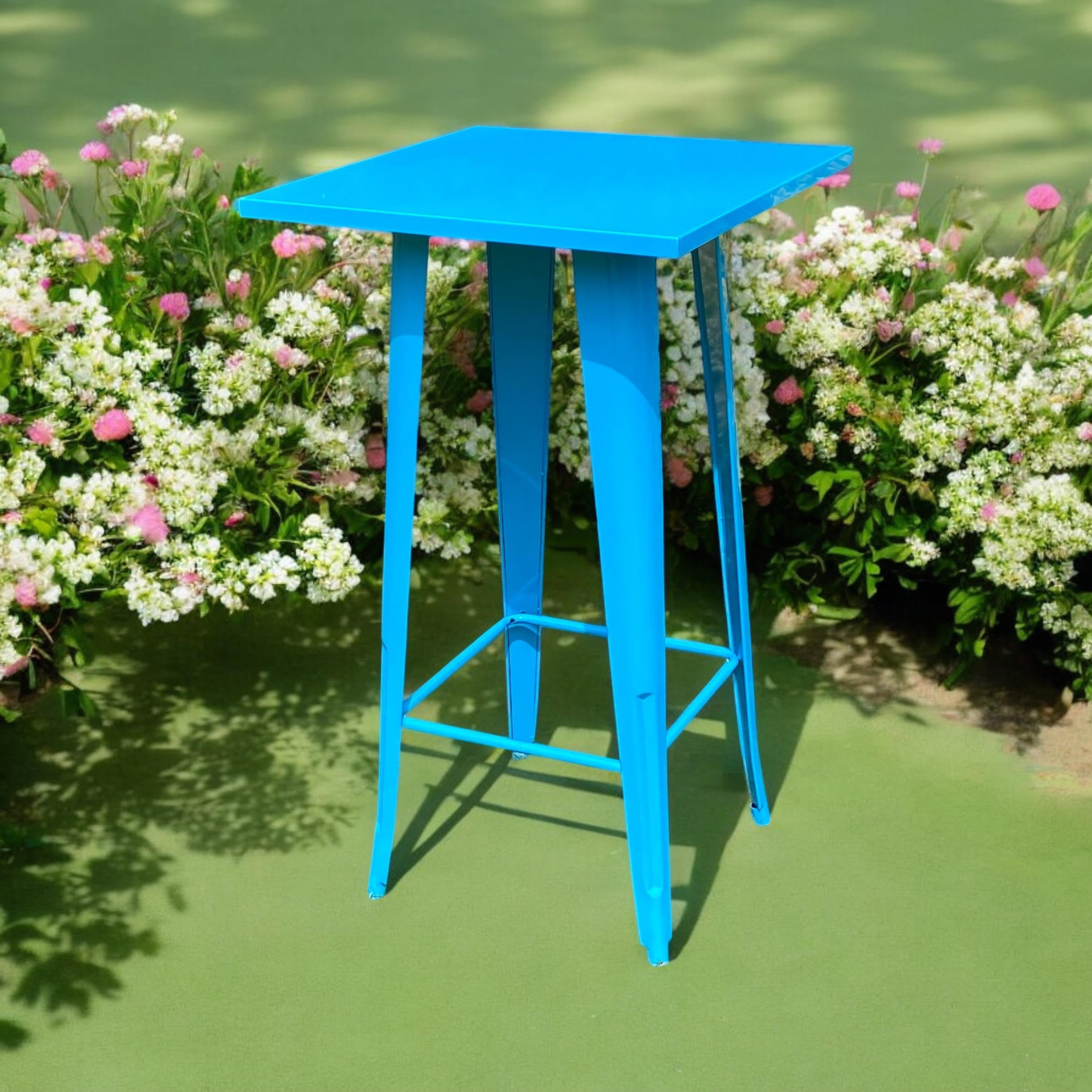 MSL Blue Metal Outdoor Bar Table 60 x 60 x 115 cm