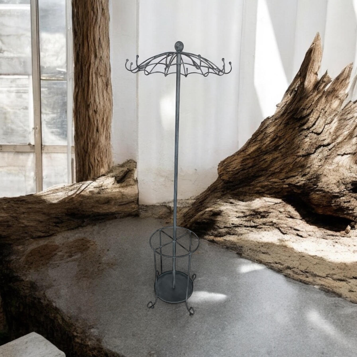 MSL 172cm Grey Metal Coat and Umbrella Stand