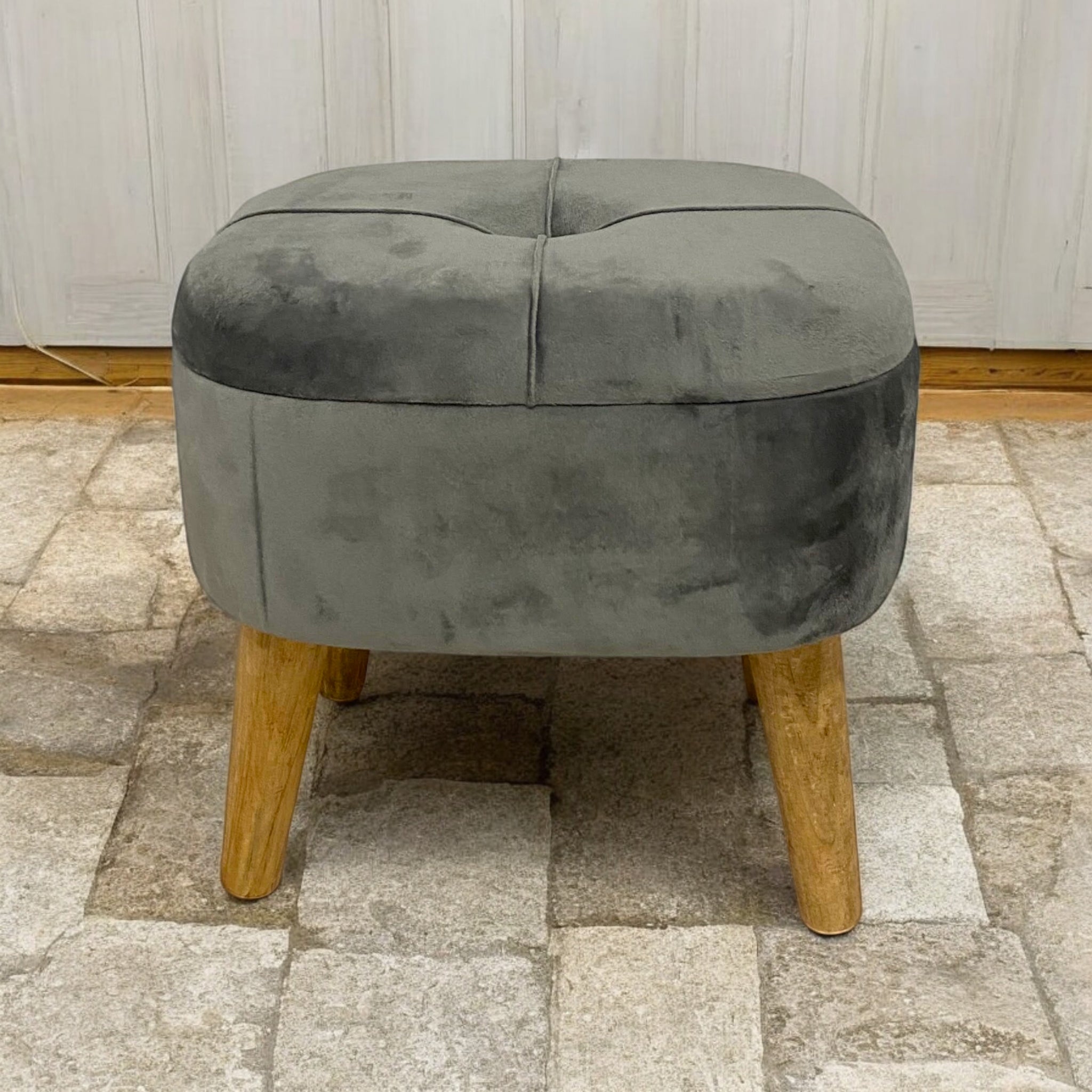 MSL Grey Velvet Stool
