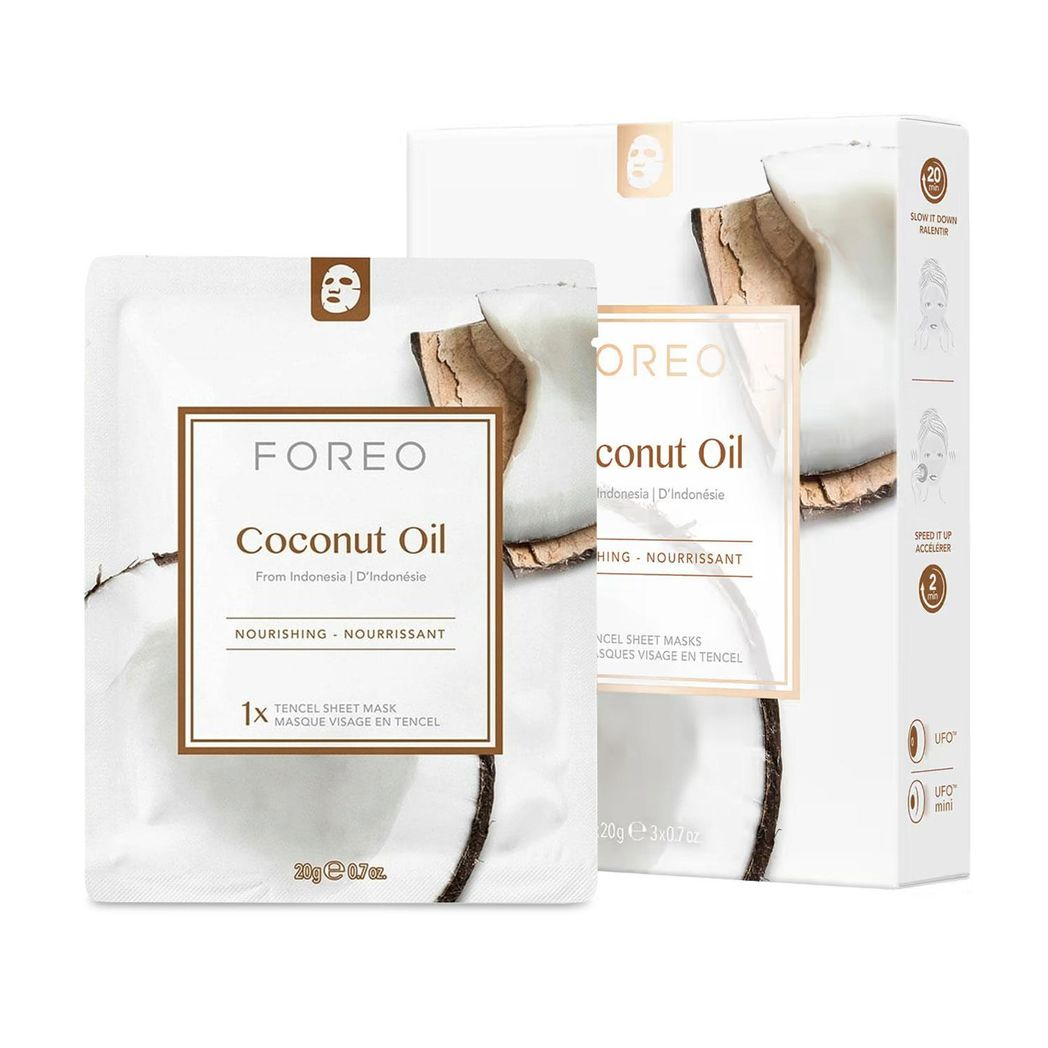 FOREO Sheet Mask with Coconut Oil Extracts Farm To Face Moisture-Boosting, 3 Pcs