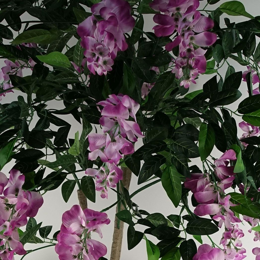 Leaf 150cm Artificial Light Pink Purple Wisteria Tree in Black Pot
