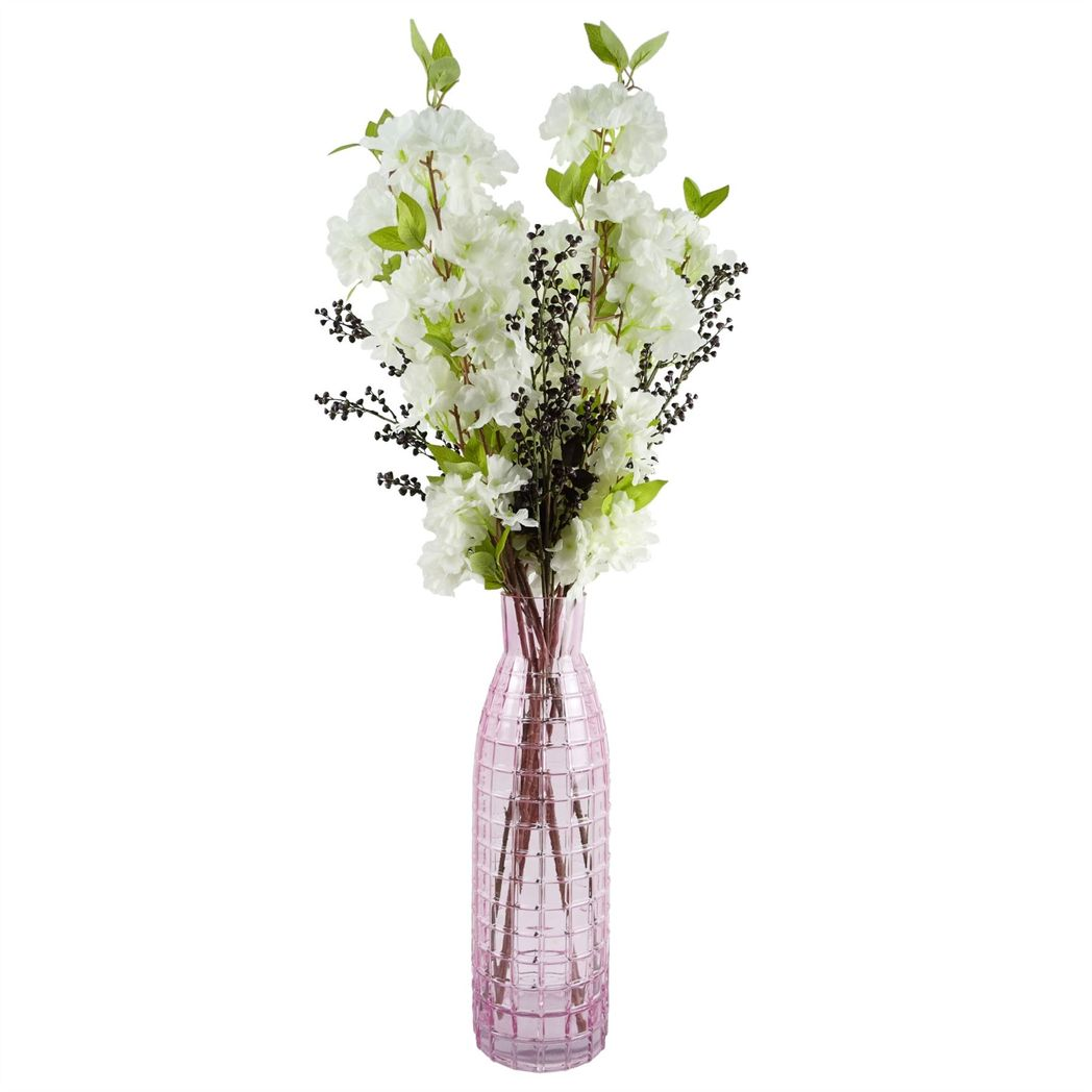 Pack of 6 White Artificial Blossom Stems 100cm with Silk Flowers and Leaves