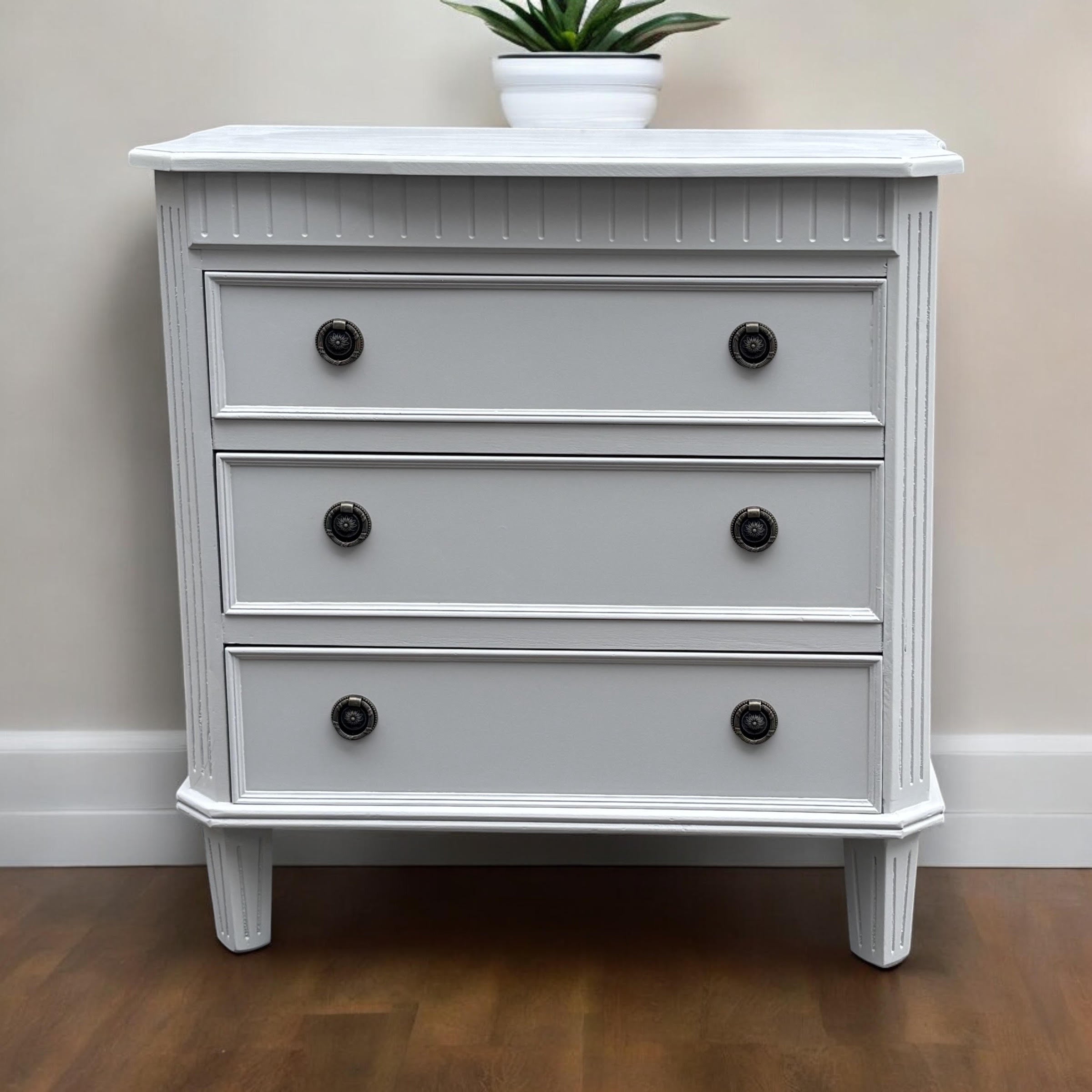 MSL 68cm 3 Drawer Wooden Chest of Drawers with Hand Finished Wooden Top