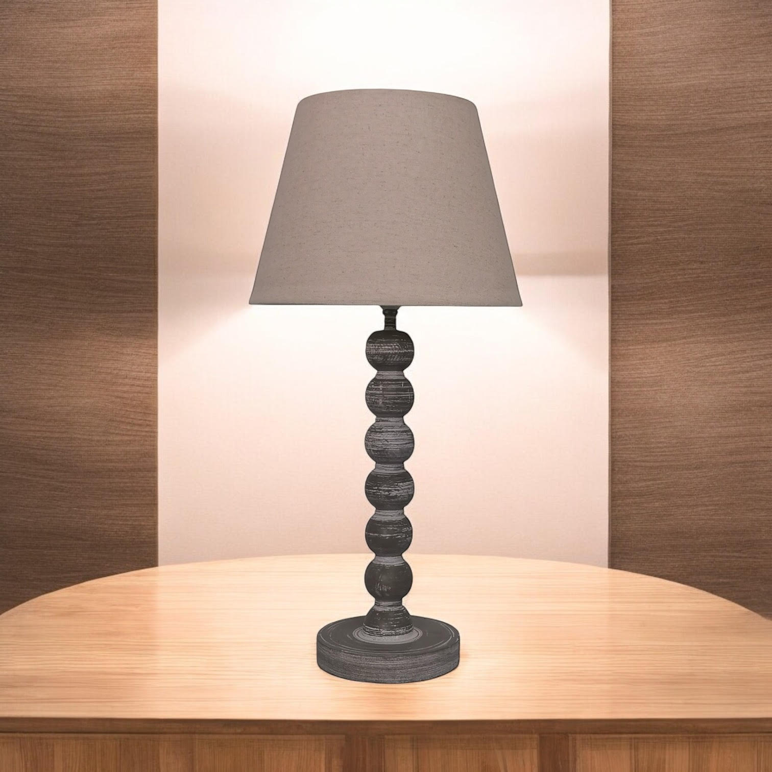 MSL 51cm Traditional Table Lamp and Shade with Inline Rocker Switch, Double Insulated, Linen Shade