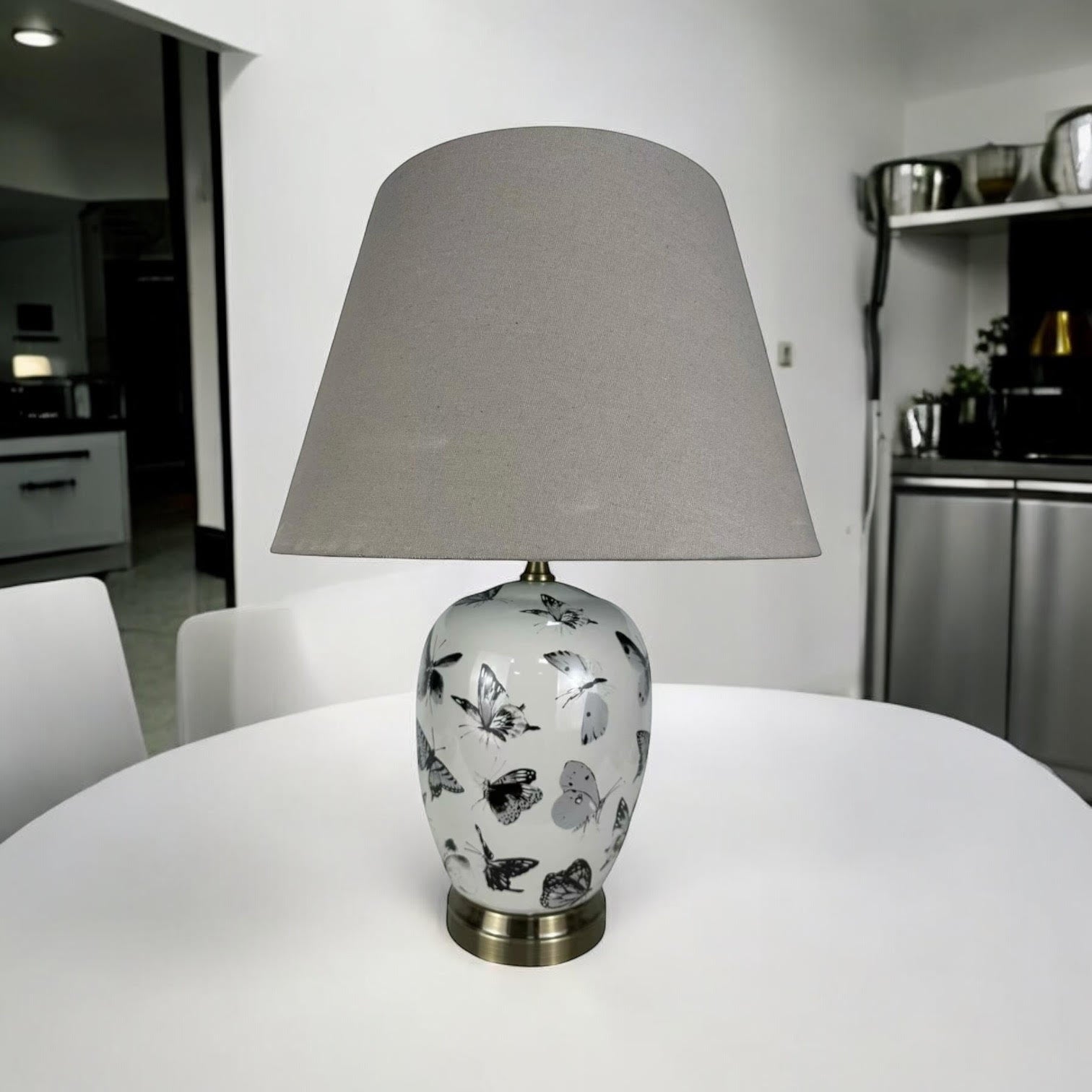 MSL 41cm Traditional Ceramic Table Lamp with Shade, Inline Rocker Switch, Double Insulated