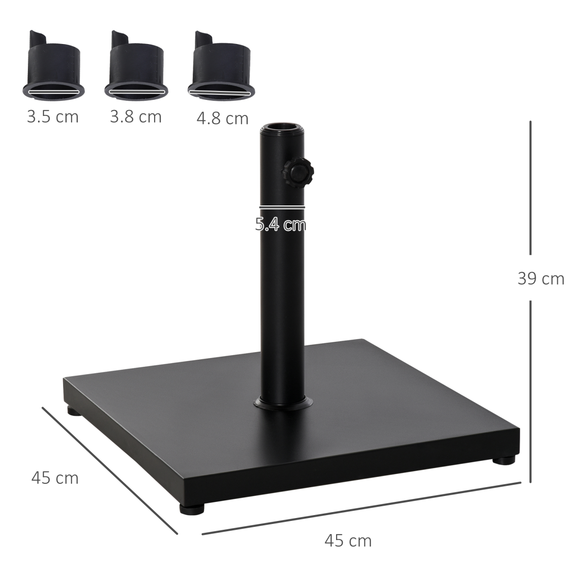 Outsunny Heavy Duty Adjustable Steel Parasol Base Black