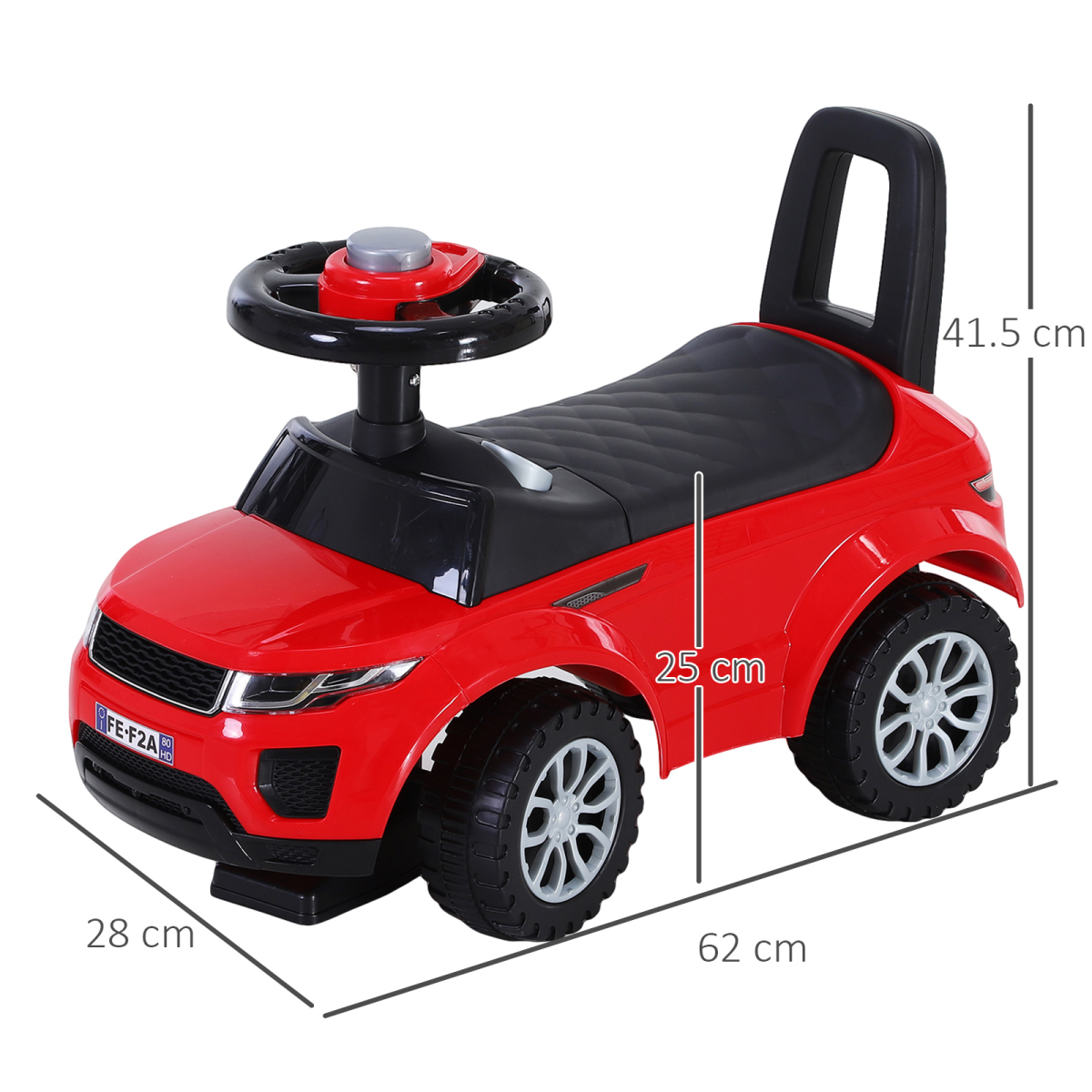 HOMCOM 3-in-1 Foot-to-Floor Ride On Car Toddler Slider with Steering Wheel and Horn, Red