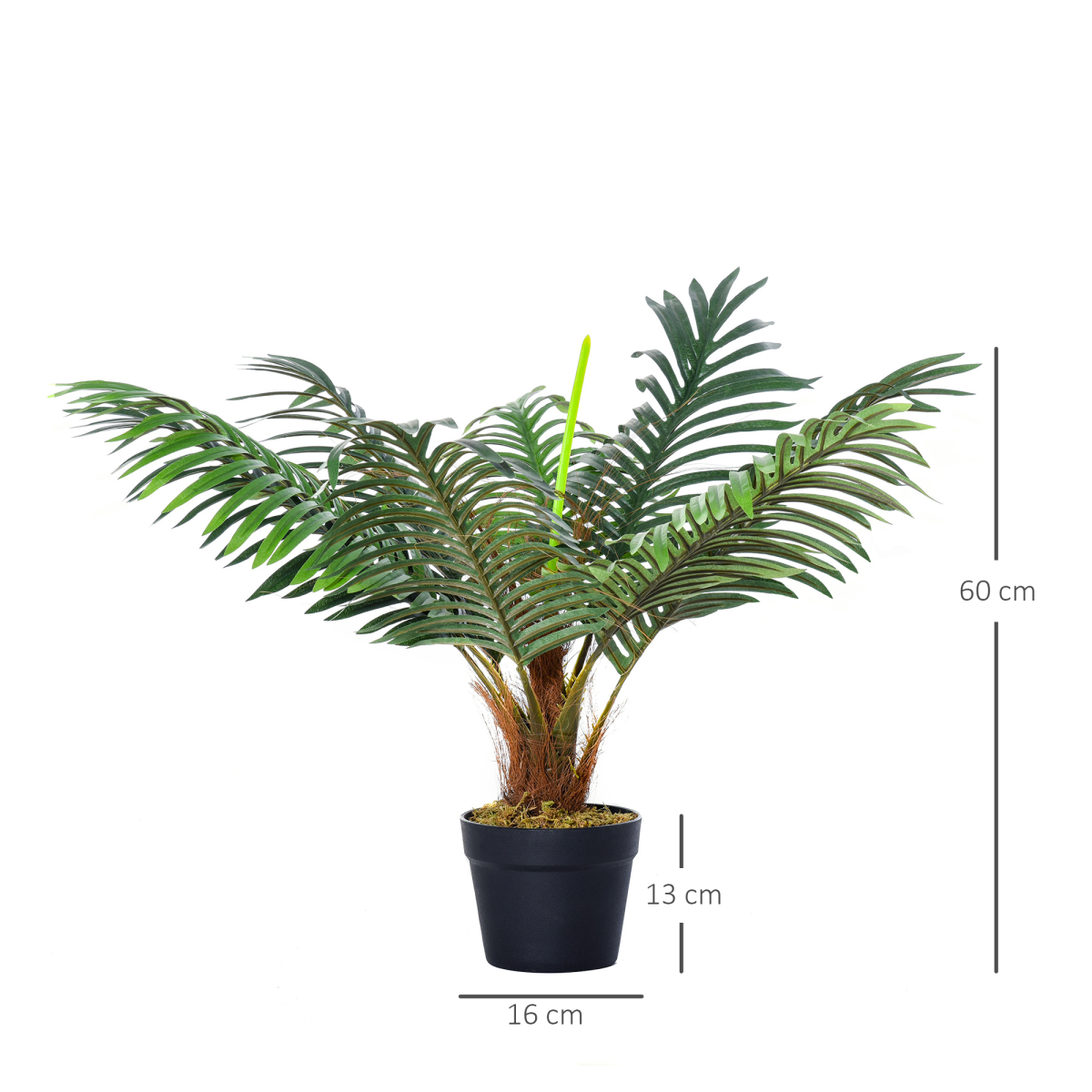 Outsunny Artificial Palm Tree, 8 Leaves, Fake Tropical Plant with Cement-Filled Pot, 60cm