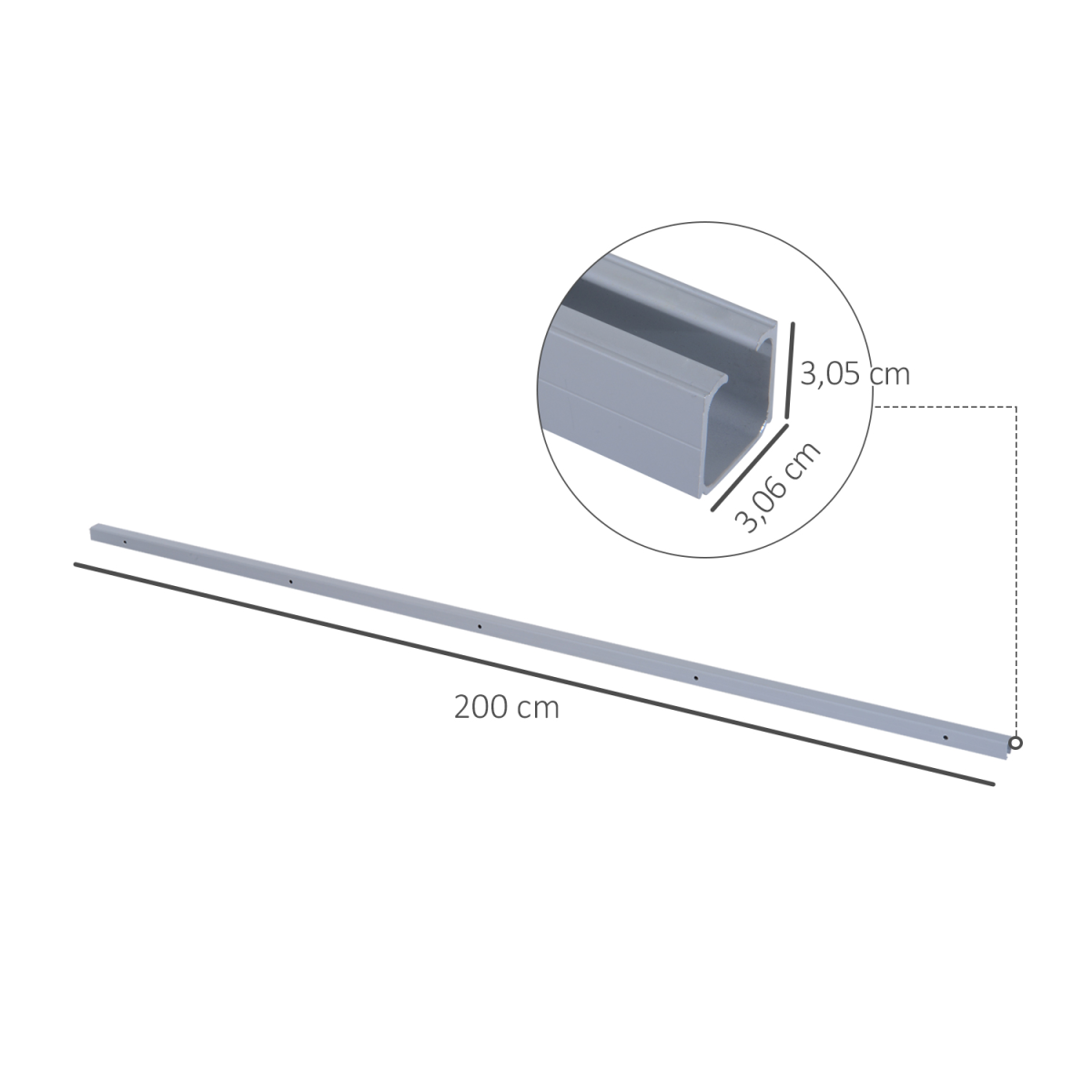 HOMCOM Rustic 6.5 ft Classic Sliding Door Kit Set 2000mm for Single Wooden Door, 35-45mm Thickness, Door Not Included