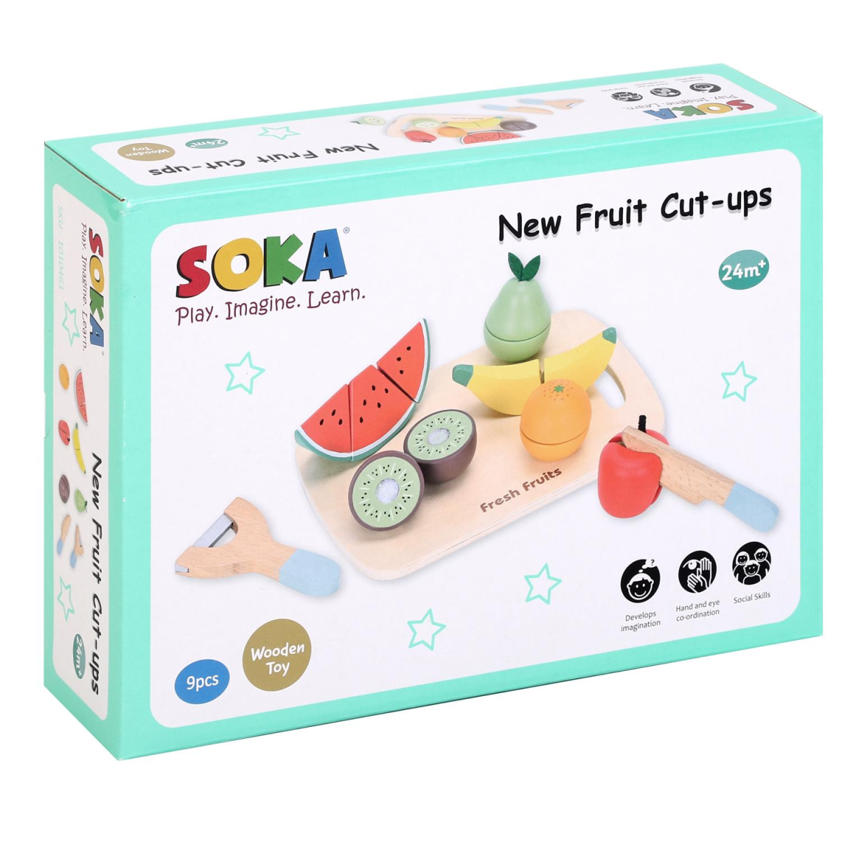 SOKA Play Imagine Learn Wooden Fruit Cutting Play Set, 9 Pieces