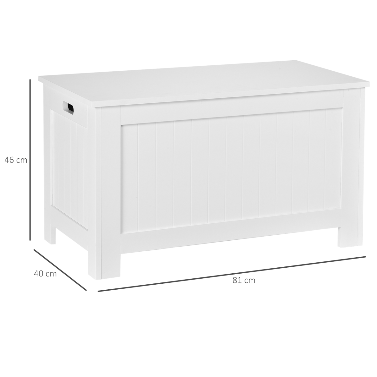 HOMCOM Large White Storage Box Toy Chest with Lid and Safety Hinges