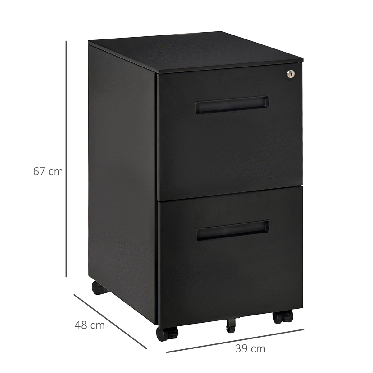 Mobile Lockable File Cabinet with Hanging File Storage for A4, Letter, and Legal Files, Black