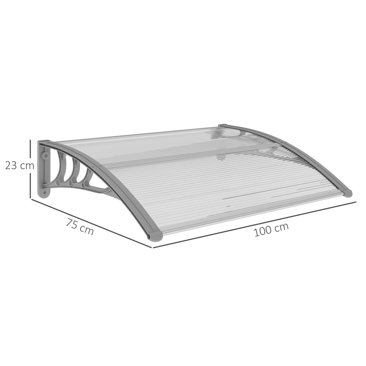 Outsunny Clear Polycarbonate Door Canopy Awning with UV-Resistant Layer, Wall Mount Kit Included, for Windows, Doorways and Balconies