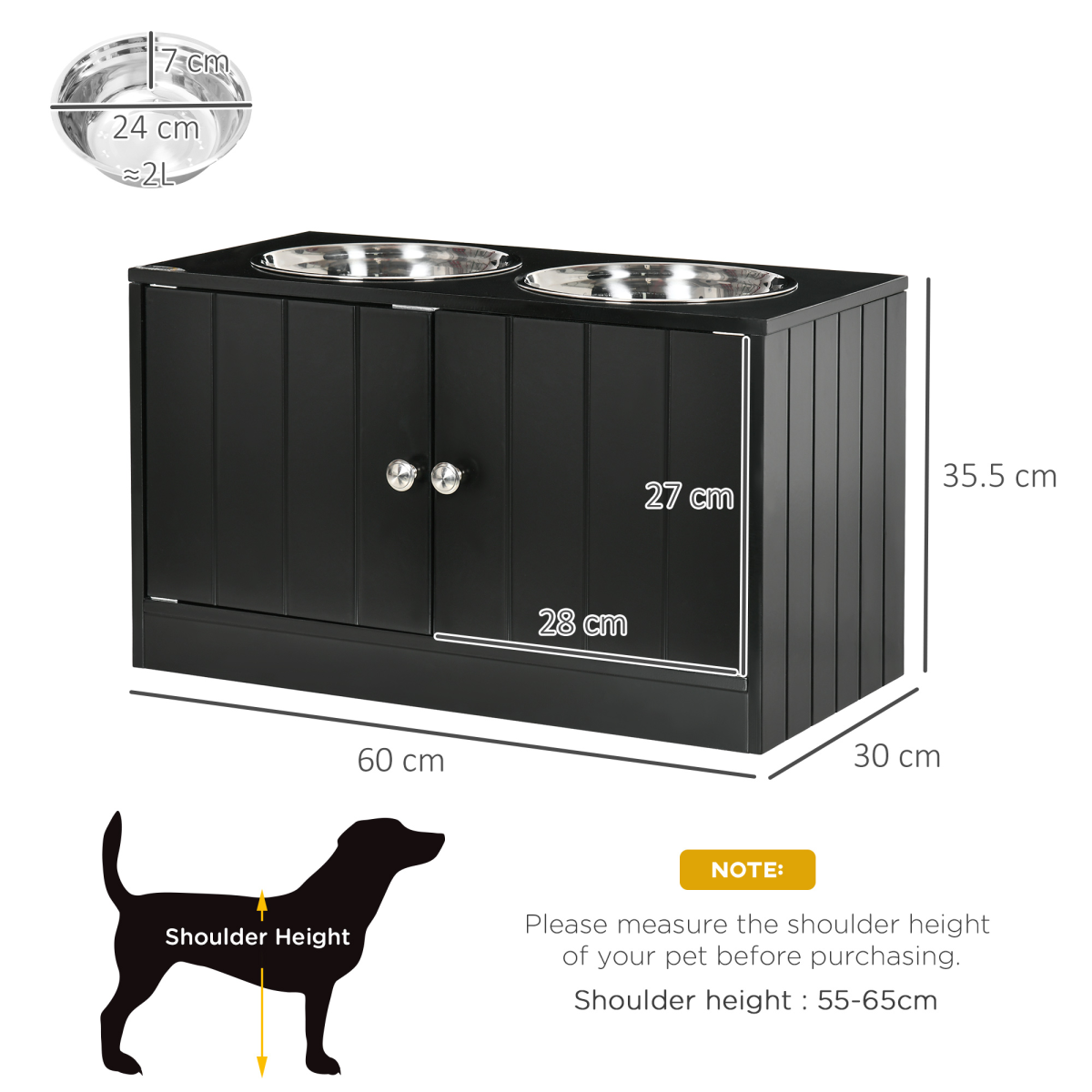 Raised Dog Bowls for Large Dogs Feeding Station Stand, Storage - Pawhut