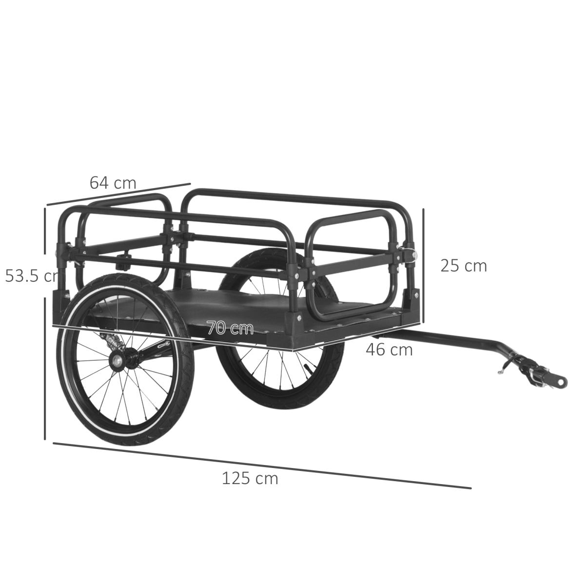 HOMCOM Folding Bike Cargo Trailer Wagon with Suspension, 2 Wheels, Steel, Black