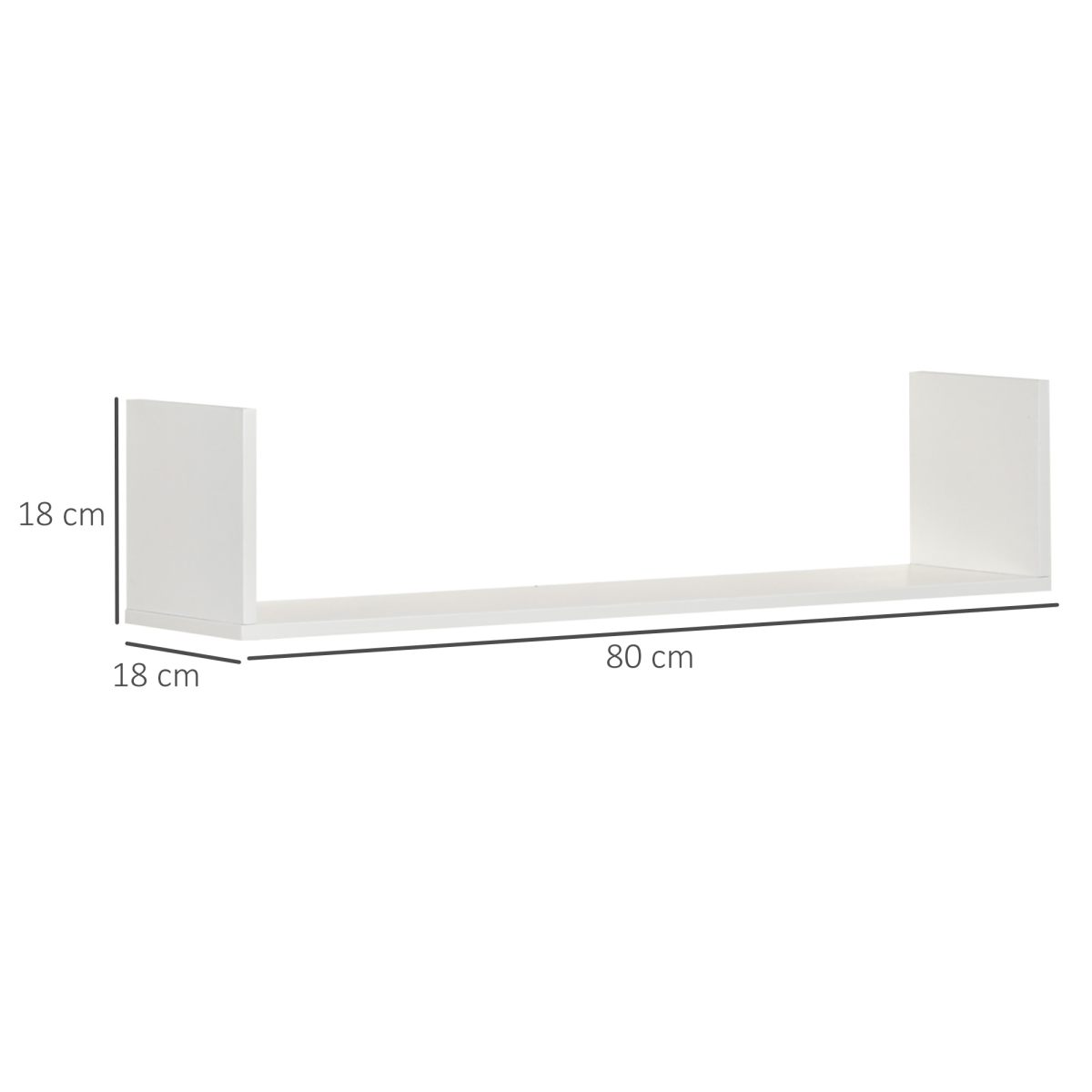 Set of 3 White Wooden Floating Wall Shelves Wall Mount Display Shelves