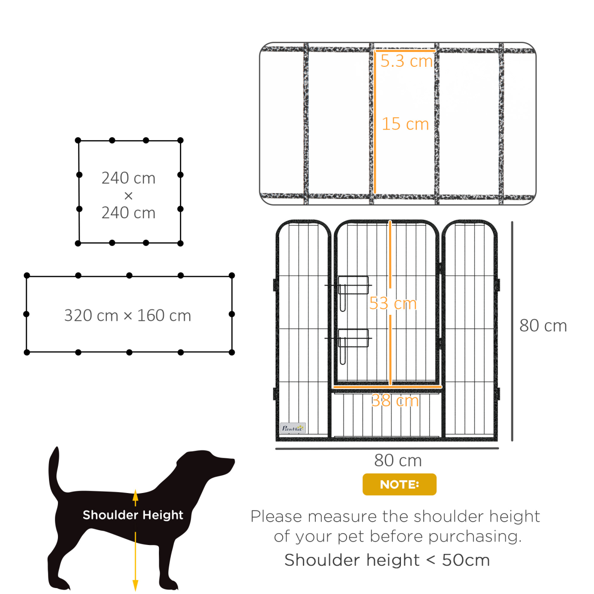 PawHut 12-Panel Steel Puppy Play Pen with Lockable Doors