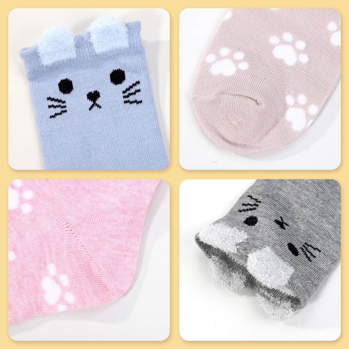 Vinsani Women's Cat Socks 5 Pack, UK 4-7 / EU 37-40