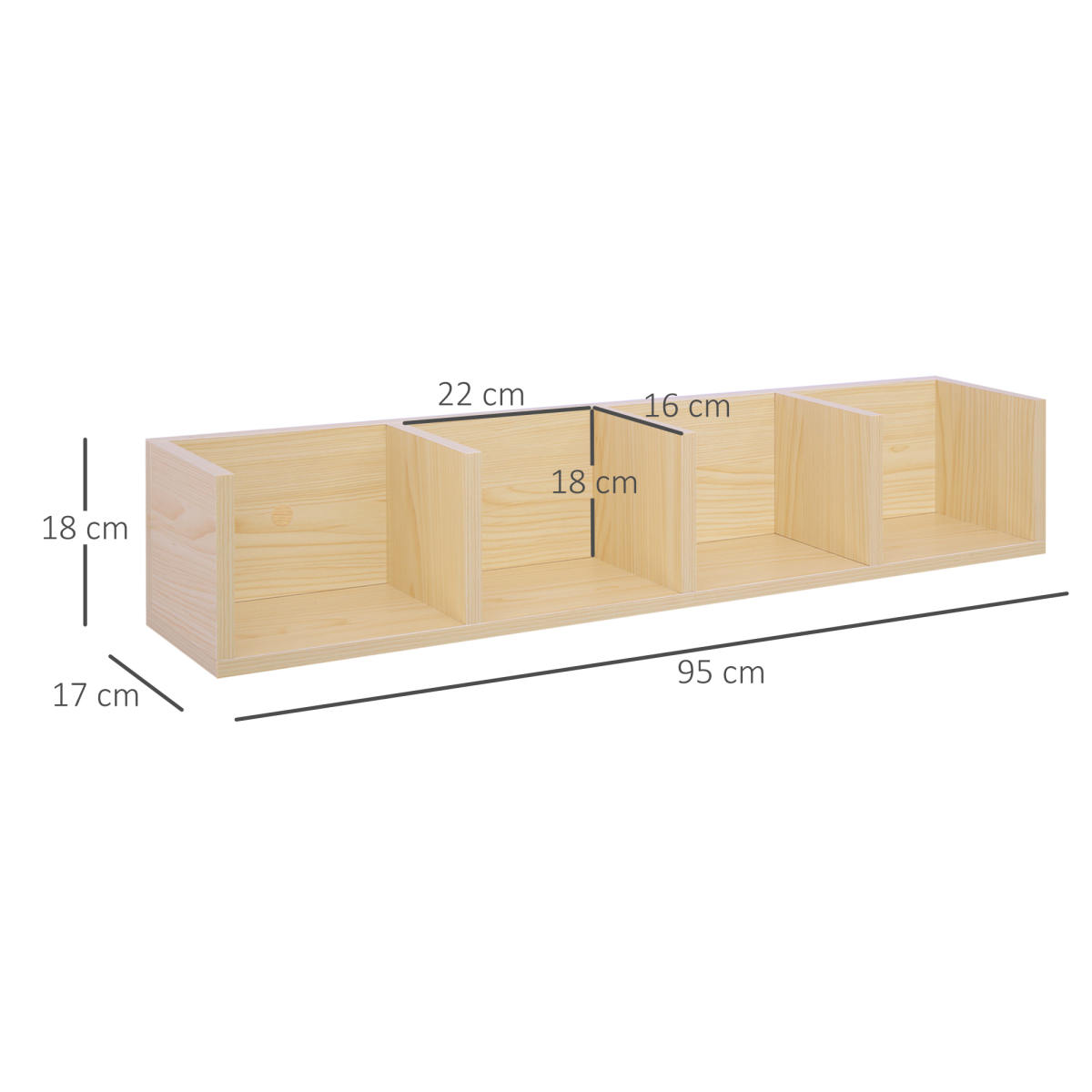 HOMCOM Wall Mounted CD Shelf, 4-Grid Multimedia Storage Organizer, Holds up to 60 CDs, Particle Board, Assembly Required