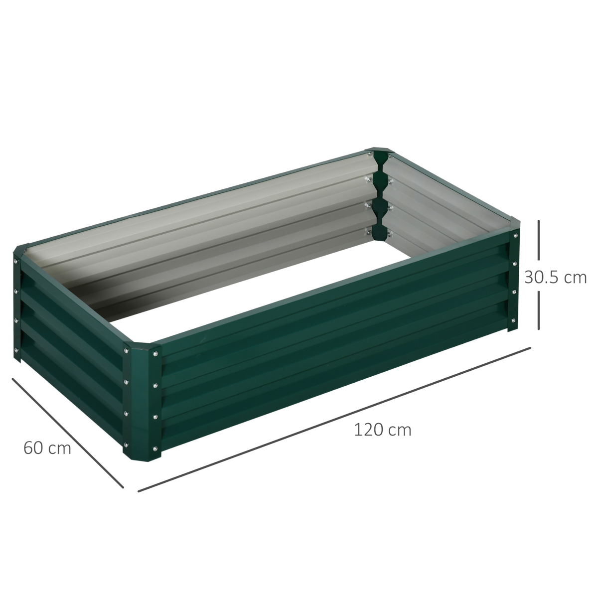 Outsunny Raised Garden Bed Steel Planter Box 120 x 60cm Green