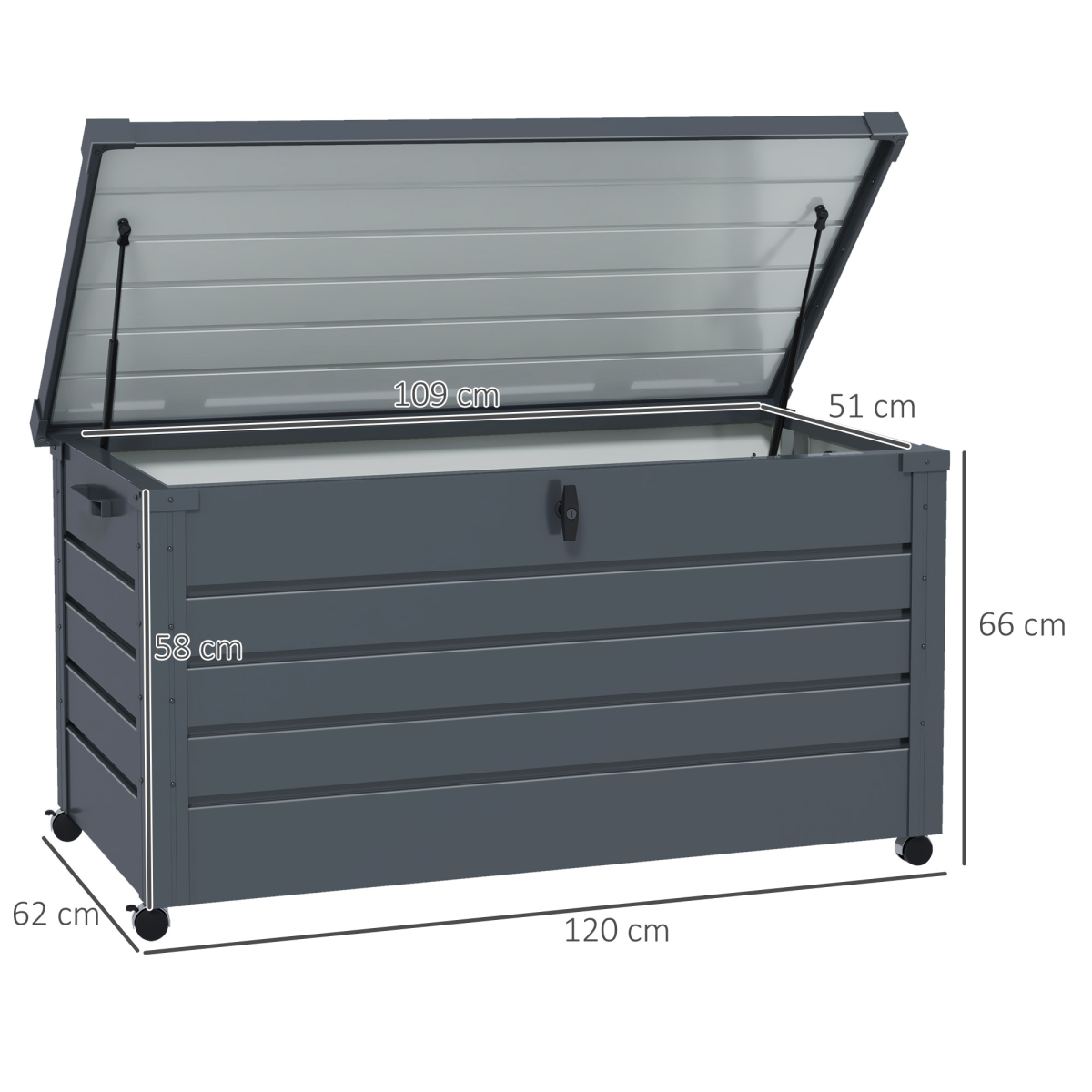 Outsunny 311L Weather-Resistant Storage Box with Wheels & Lock