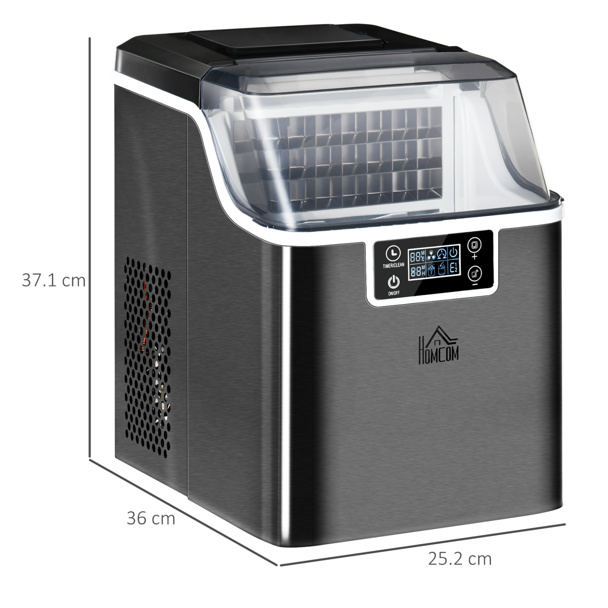 HOMCOM Countertop Ice Maker Machine, 20kg/Day, Self-Cleaning, Black