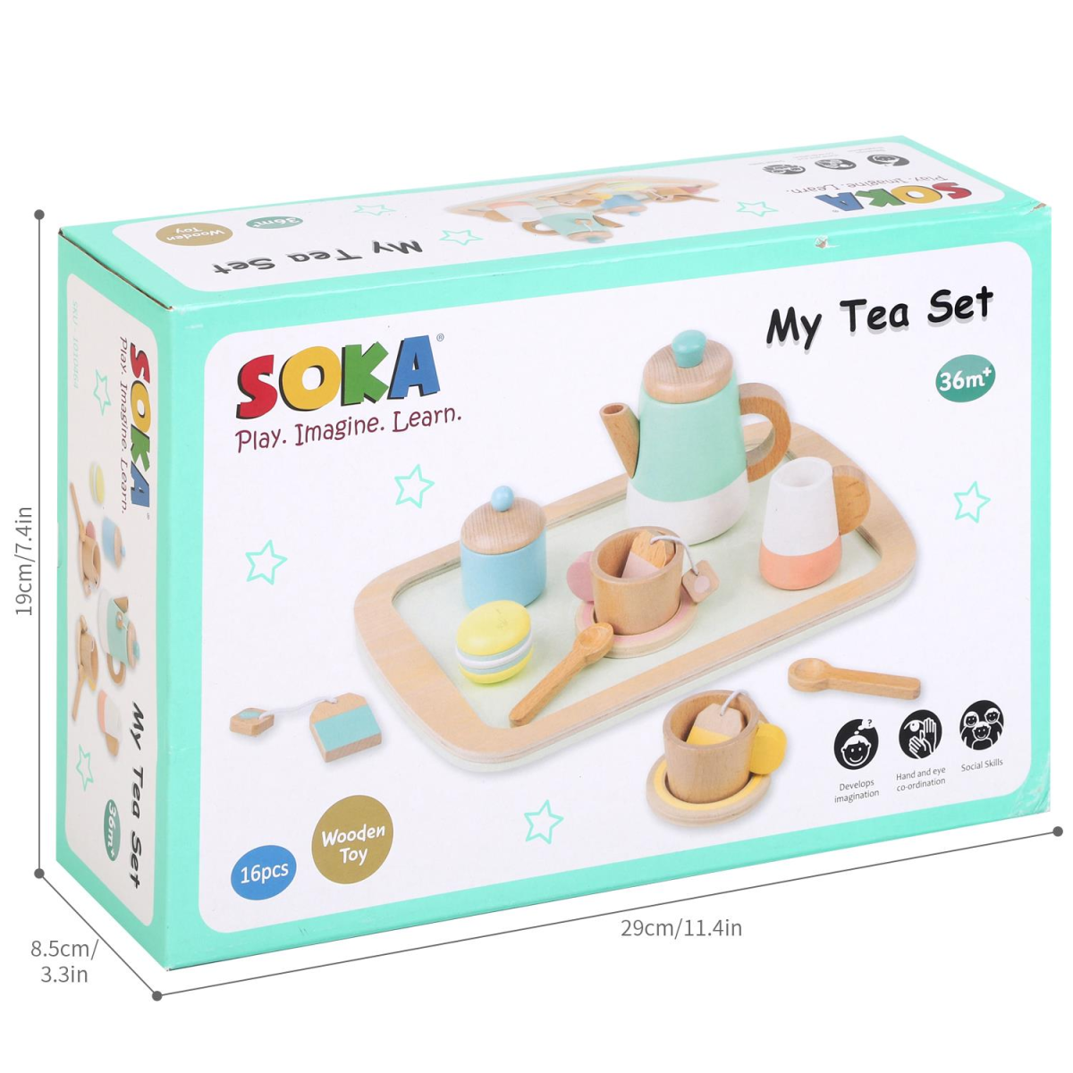 SOKA Play Imagine Learn Pretend Play Tea Set, 16-Piece Complete Set