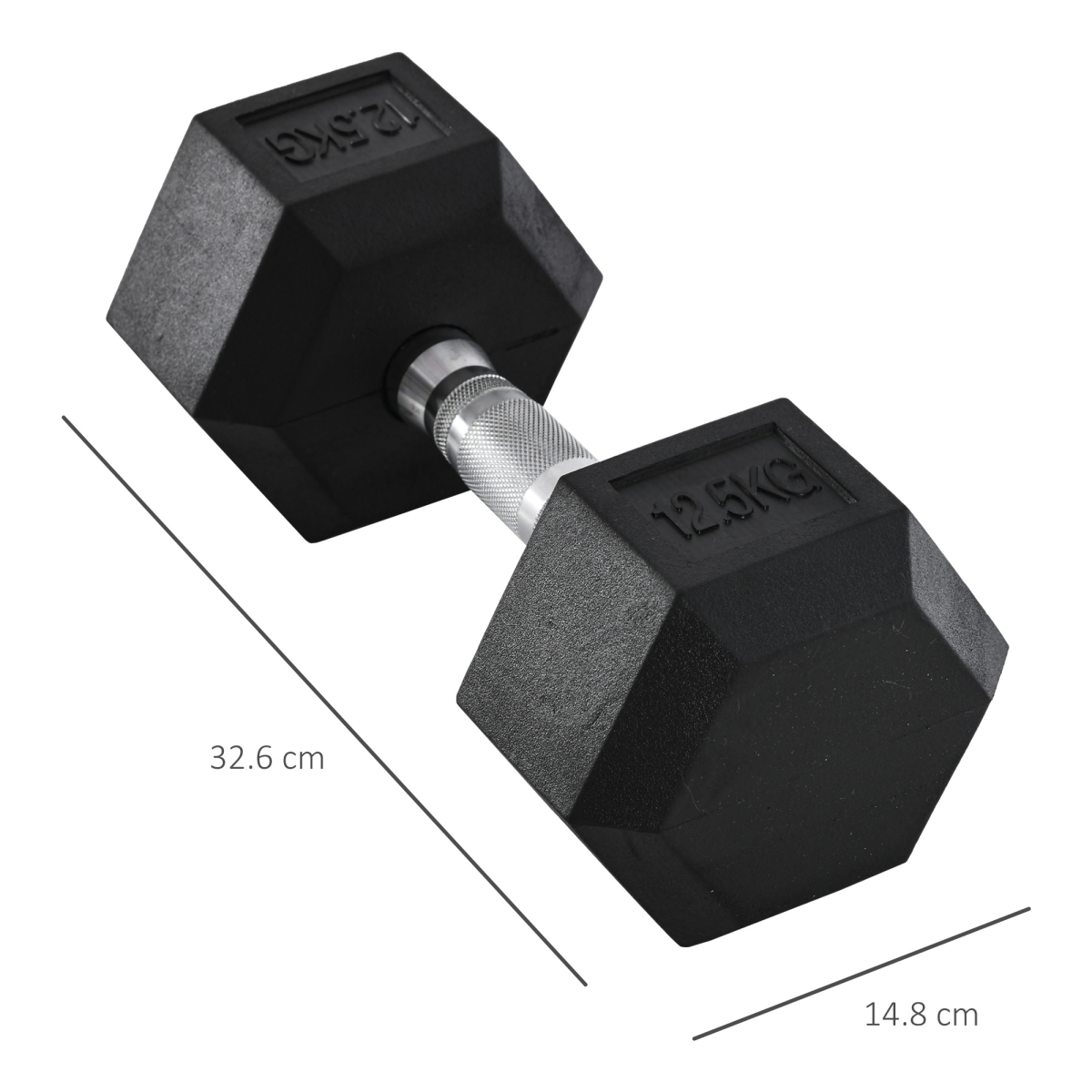 12.5kg Single Rubber Hex Dumbbell with Steel Core for Home Gym