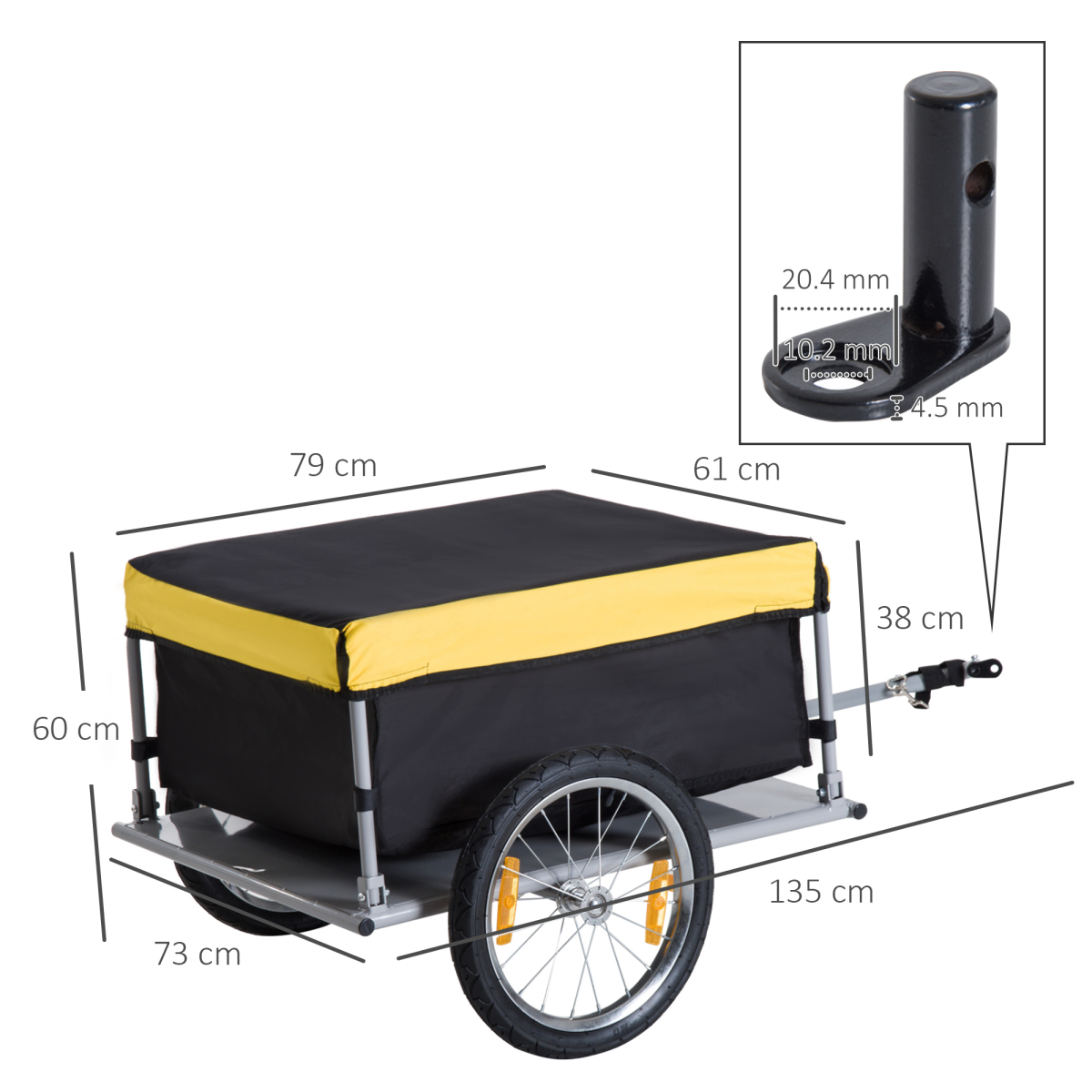 HOMCOM Steel Frame Bike Cargo Trailer Storage Cart with Oxford Cloth Carry Bag, Yellow, 40kg Max Load