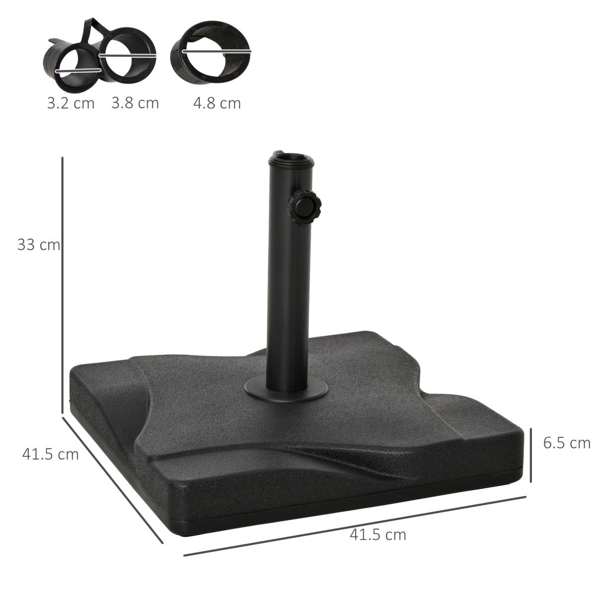 Outsunny 20kg Cement Square Parasol Base Black