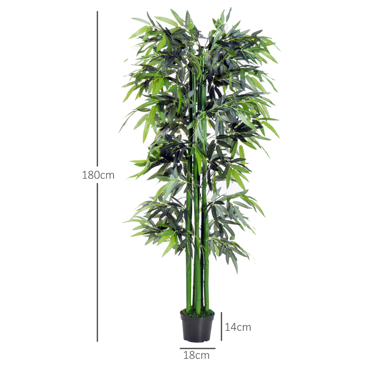 Outsunny Artificial Bamboo Tree Plant, 1.8m Green in Black Pot