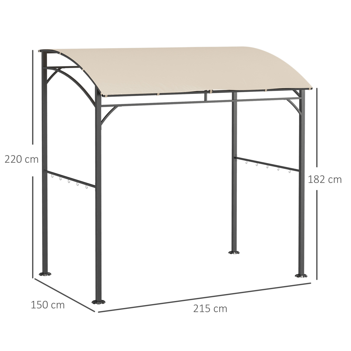 Outsunny 2.15 x 1.5m BBQ Gazebo with Canopy & 10 Hooks, Beige