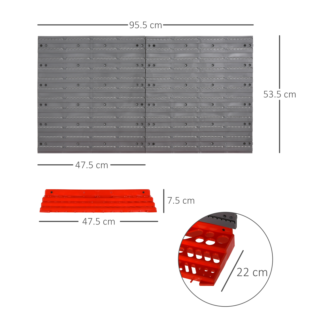 DURHAND Wall Mounted Garage Tool Organiser Unit with 54 Holes and 50 Pegs
